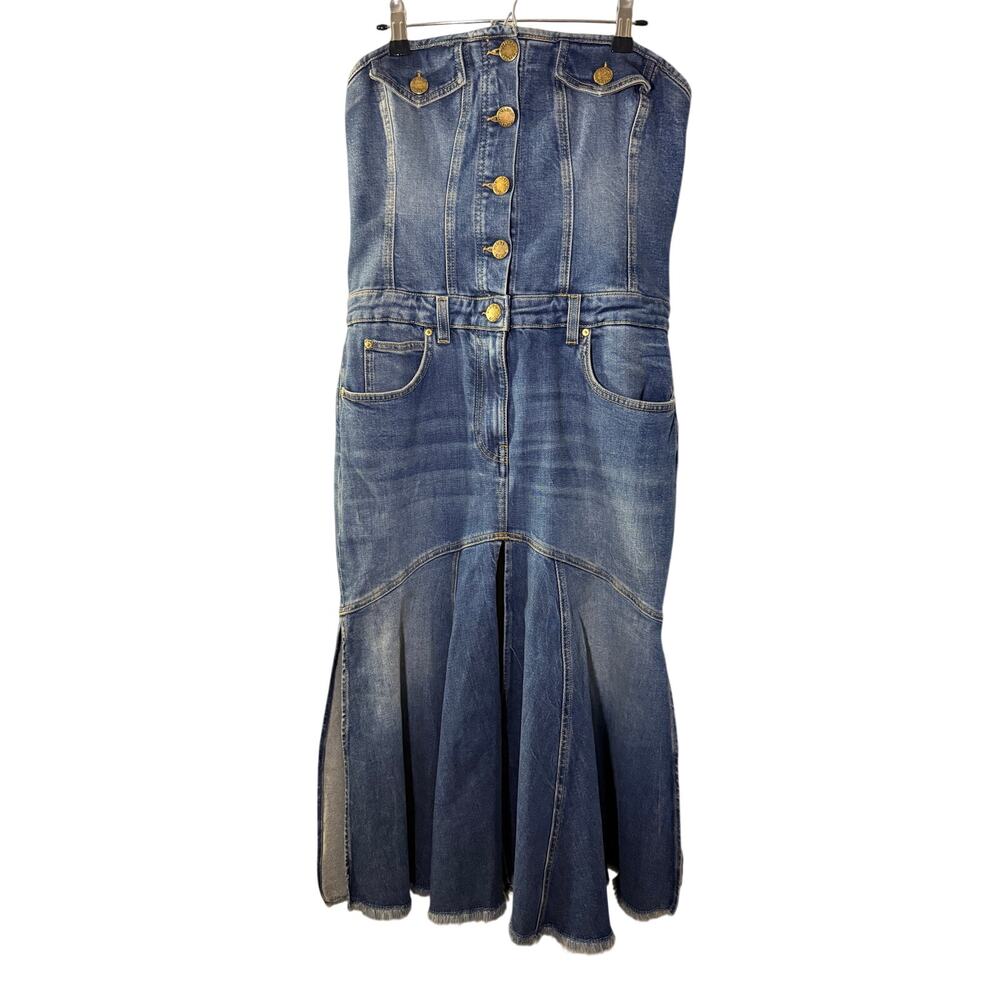 Pinko Denim Strapless Maxi Dress - Runway Style